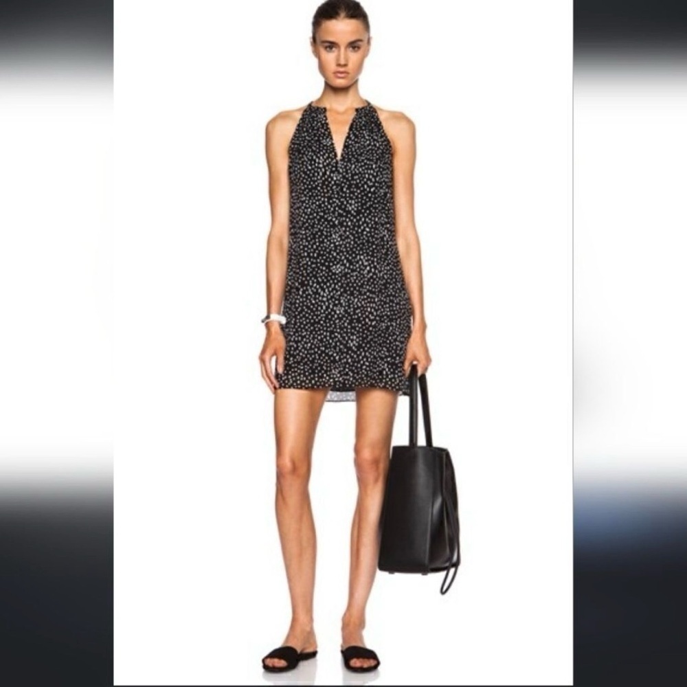 A.L.C. Camie Cutaway Black White Polka Dot Silk Mini Sleeveless Shift Dress Sz 2